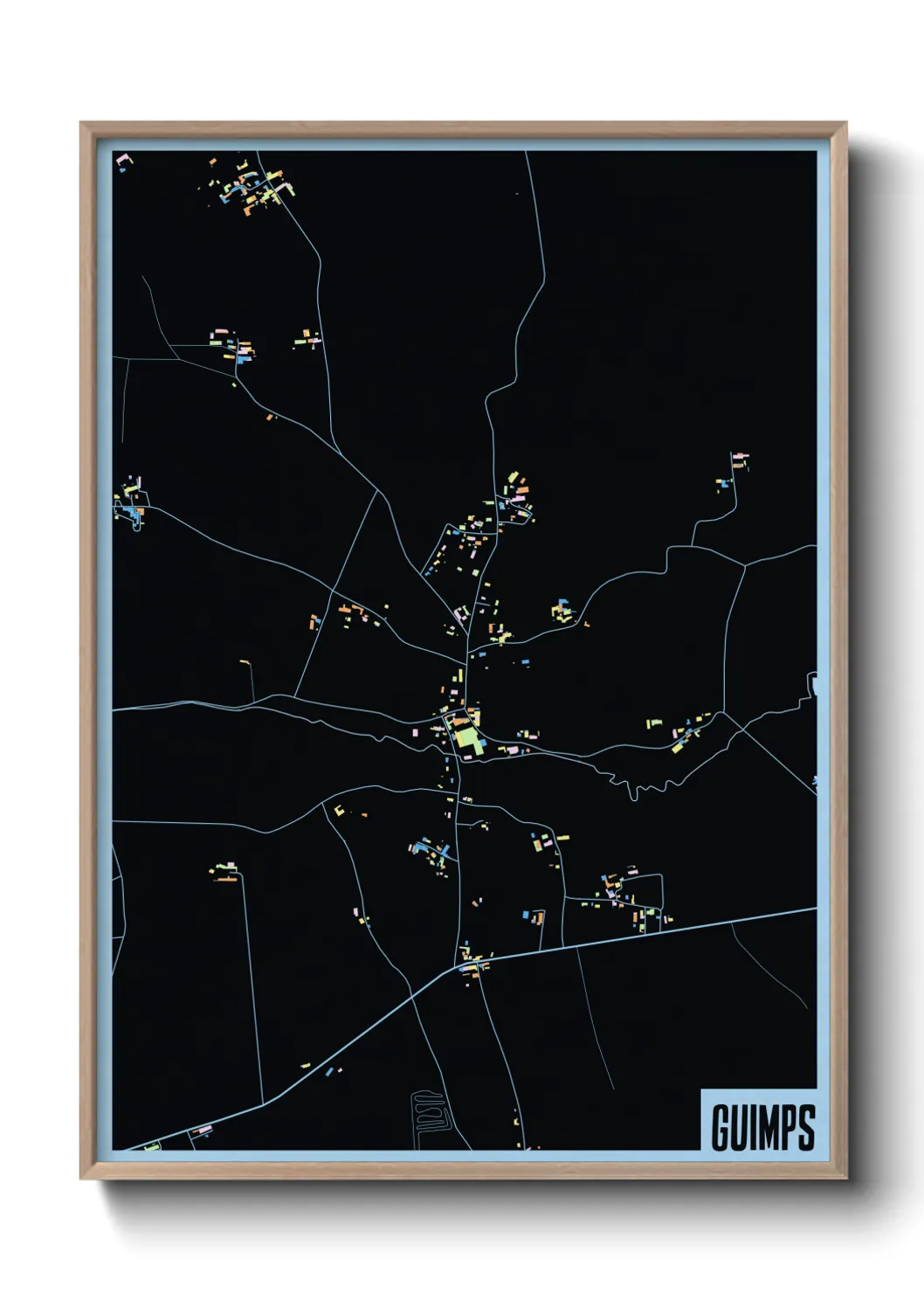 Une affiche de carte sur Guimps