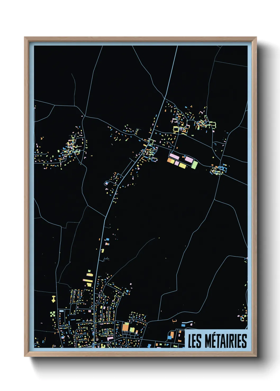 Une affiche de carte sur Les Métairies