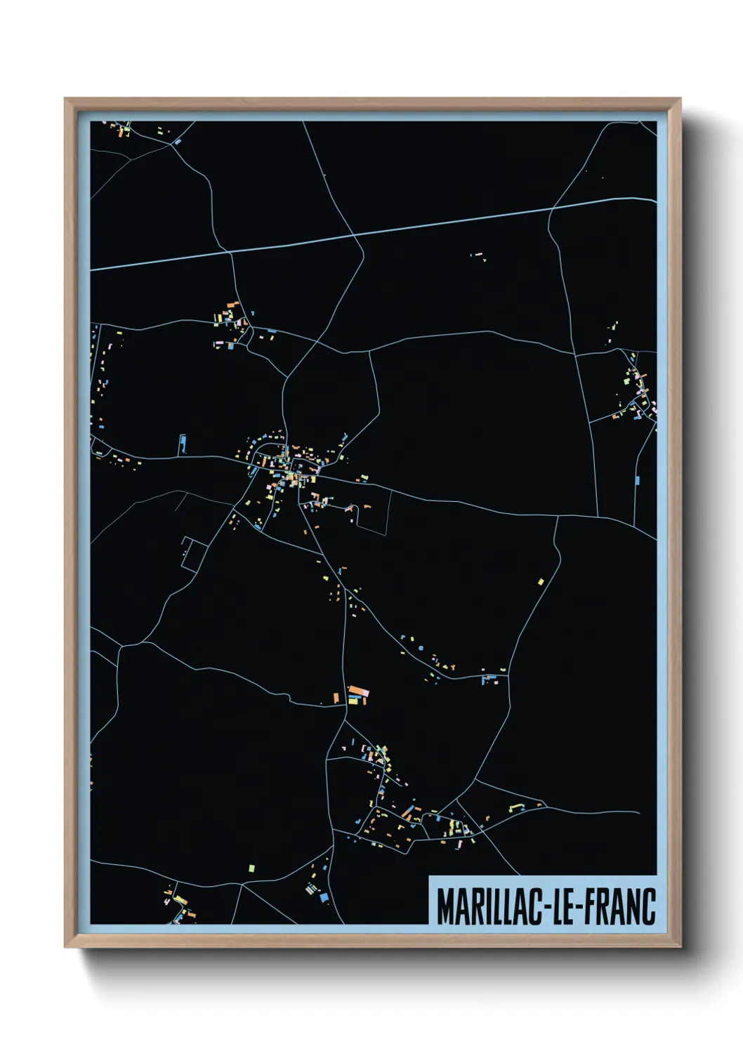 Une affiche de carte sur Marillac-le-Franc