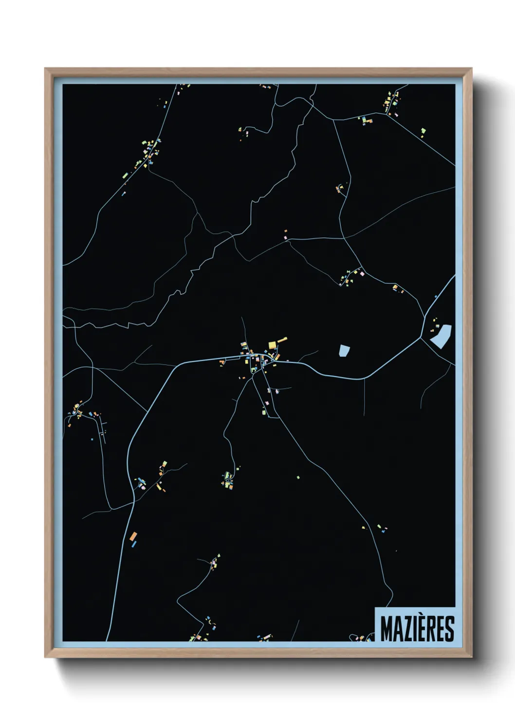 Une affiche de carte sur Mazières