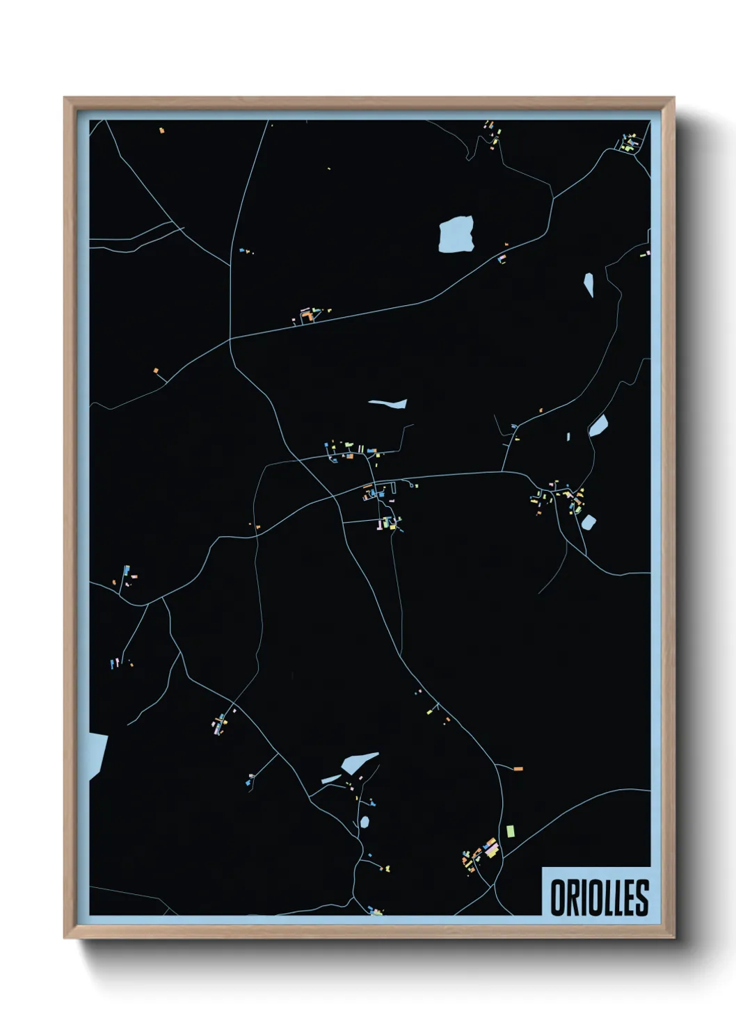 Une affiche de carte sur Oriolles