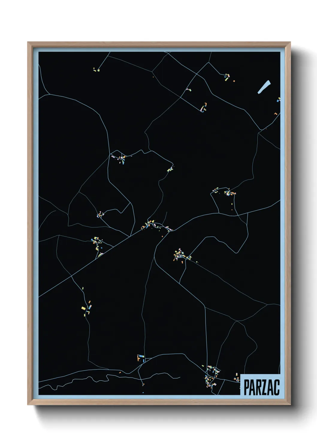 Une affiche de carte sur Parzac