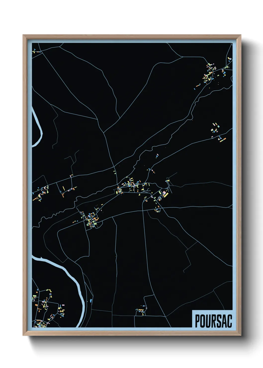 Une affiche de carte sur Poursac