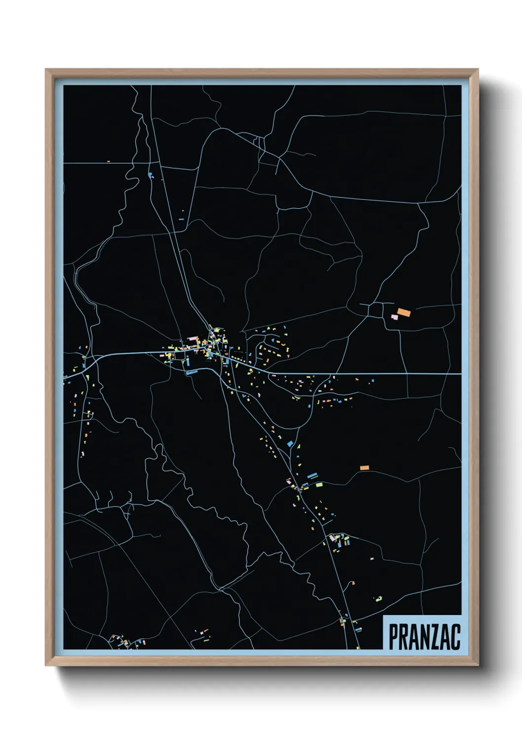 Une affiche de carte sur Pranzac