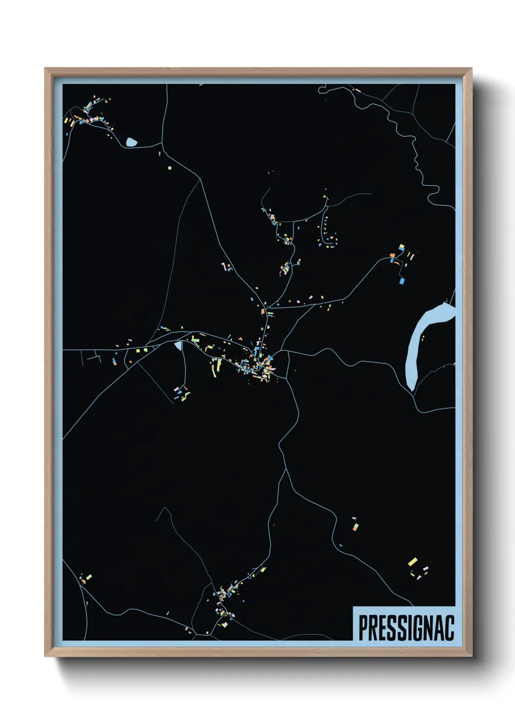 Une affiche de carte sur Pressignac