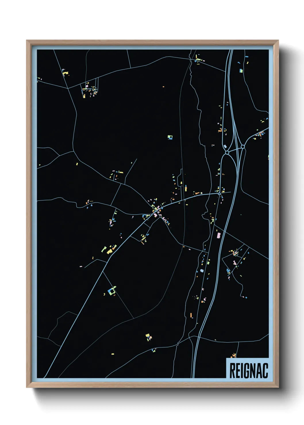 Une affiche de carte sur Reignac