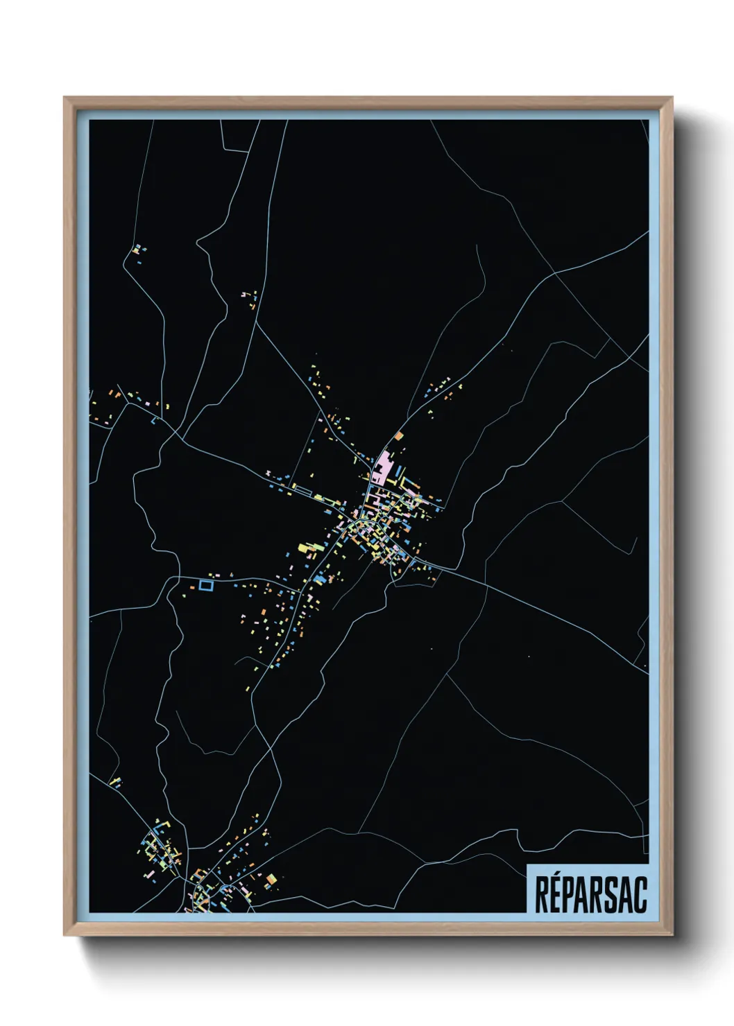 Une affiche de carte sur Réparsac