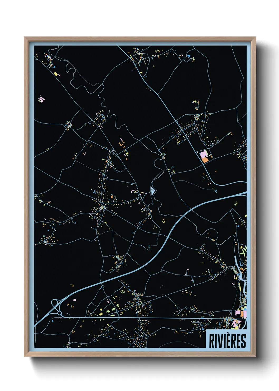 Une affiche de carte sur Rivières