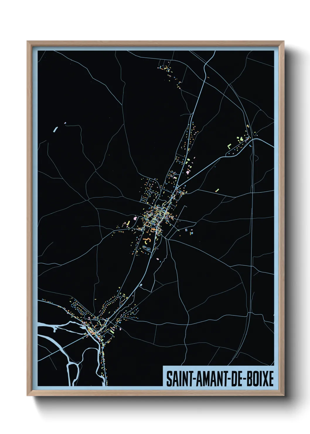 Une affiche de carte sur Saint-Amant-de-Boixe