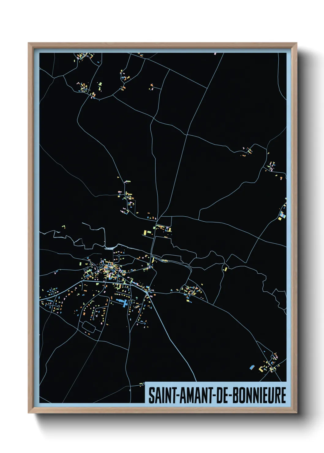 Une affiche de carte sur Saint-Amant-de-Bonnieure