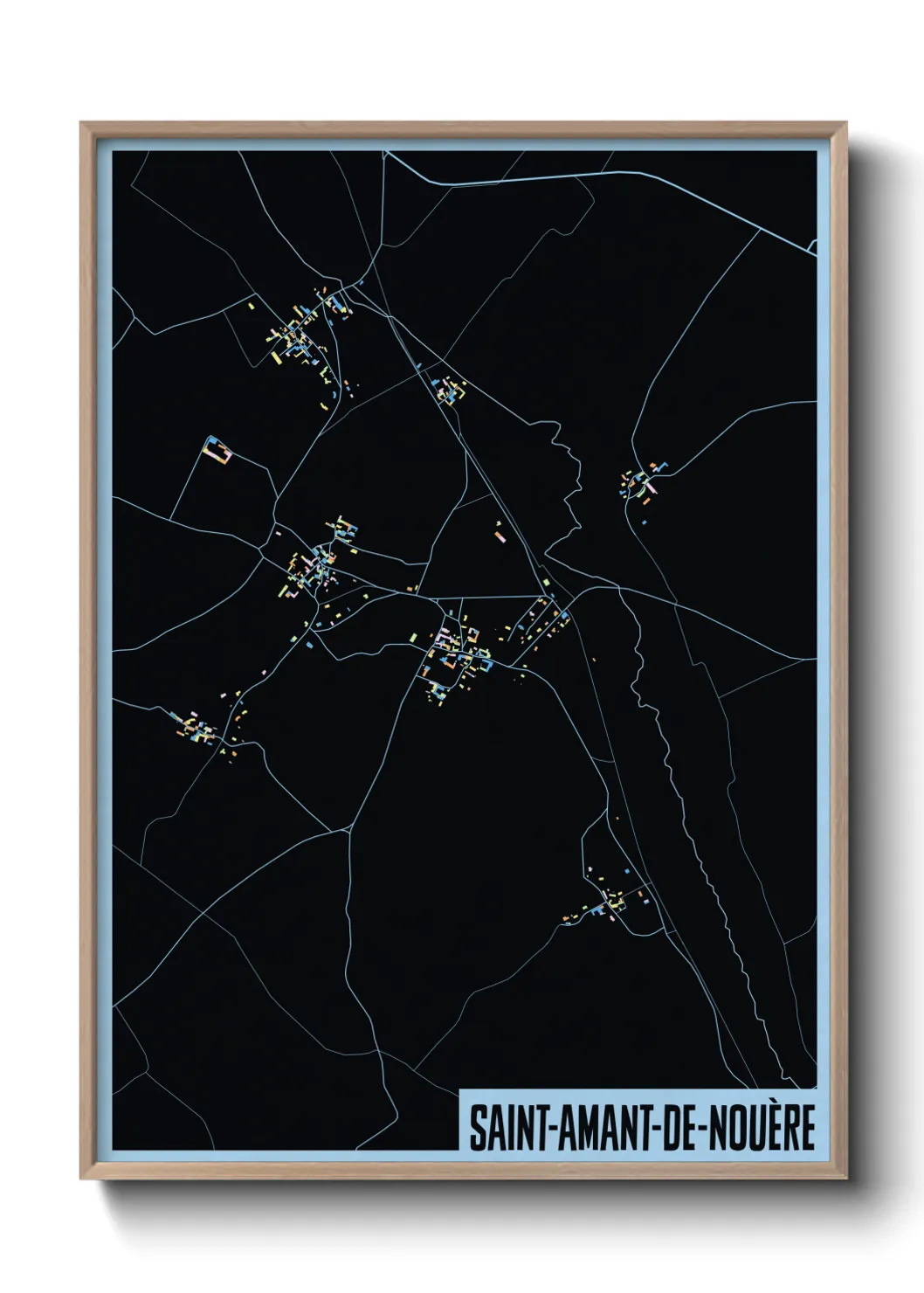 Une affiche de carte sur Saint-Amant-de-Nouère
