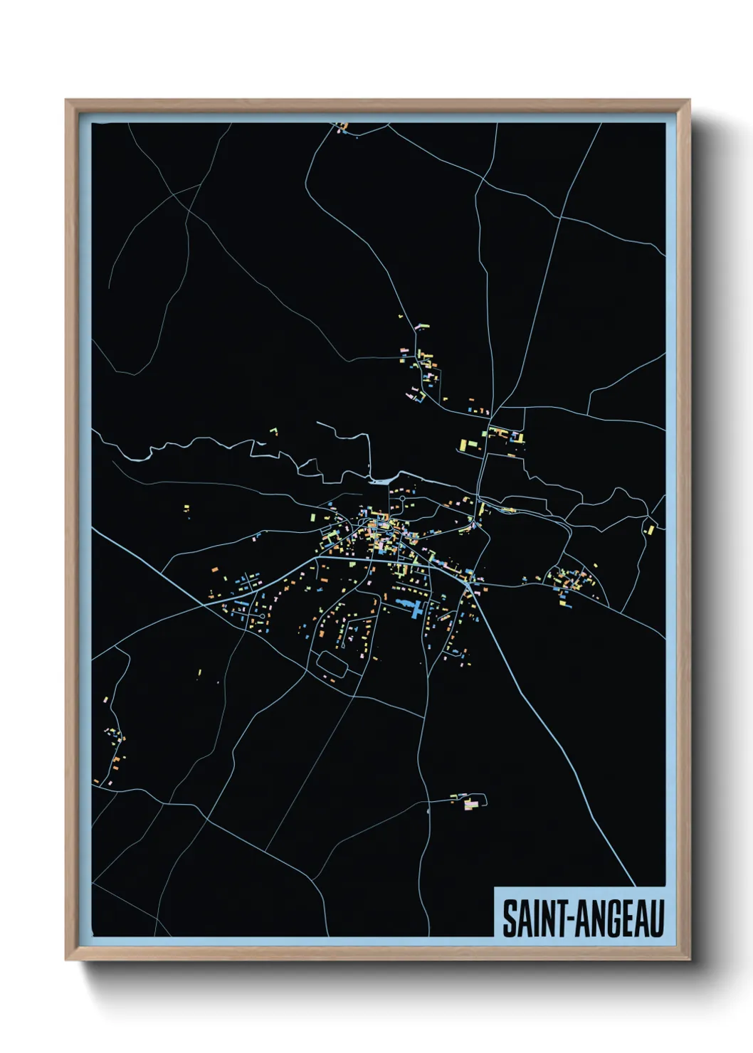 Une affiche de carte sur Saint-Angeau