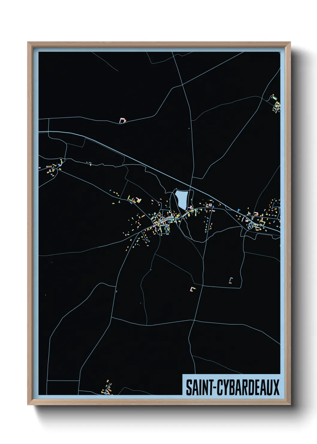 Une affiche de carte sur Saint-Cybardeaux