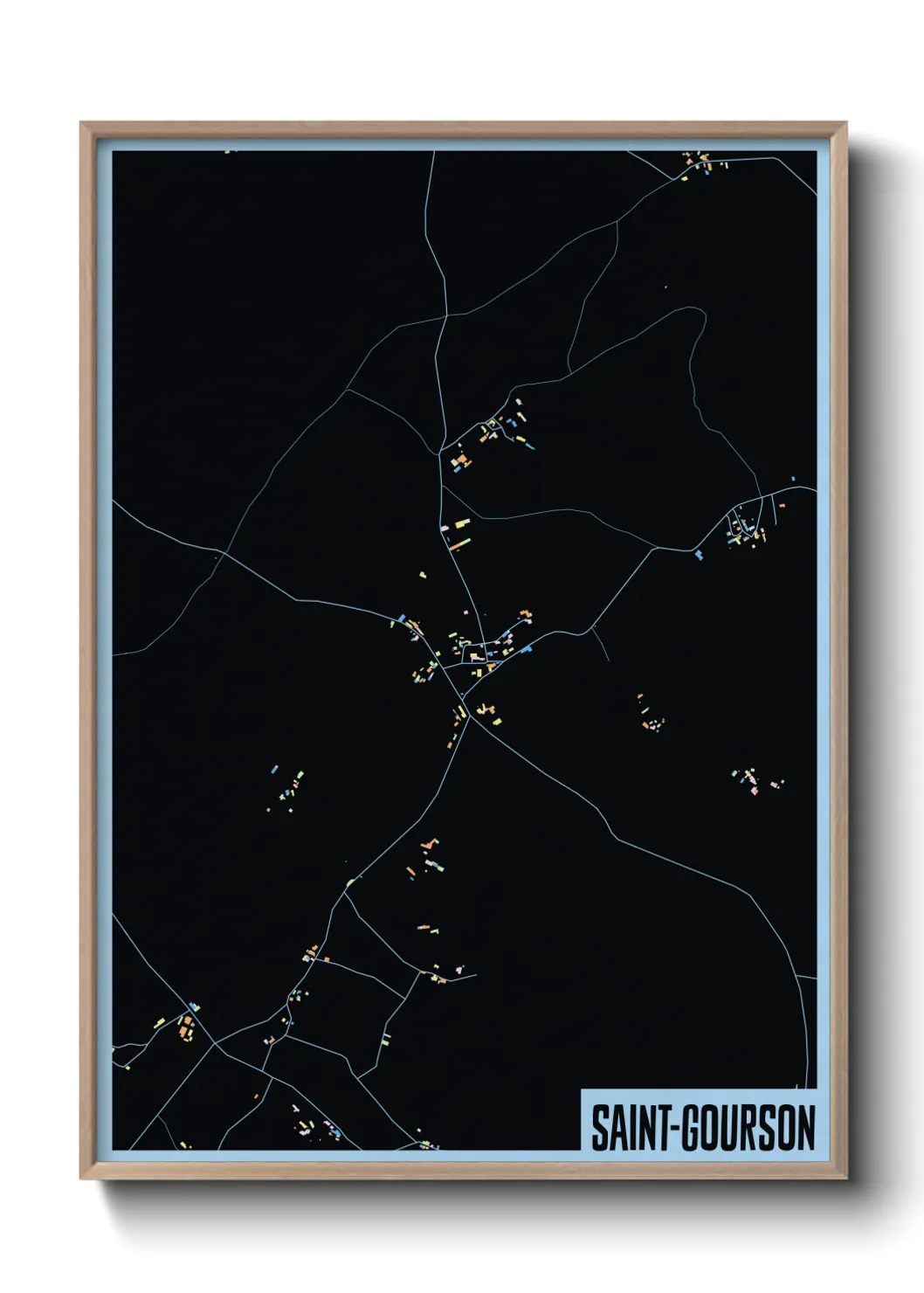 Une affiche de carte sur Saint-Gourson