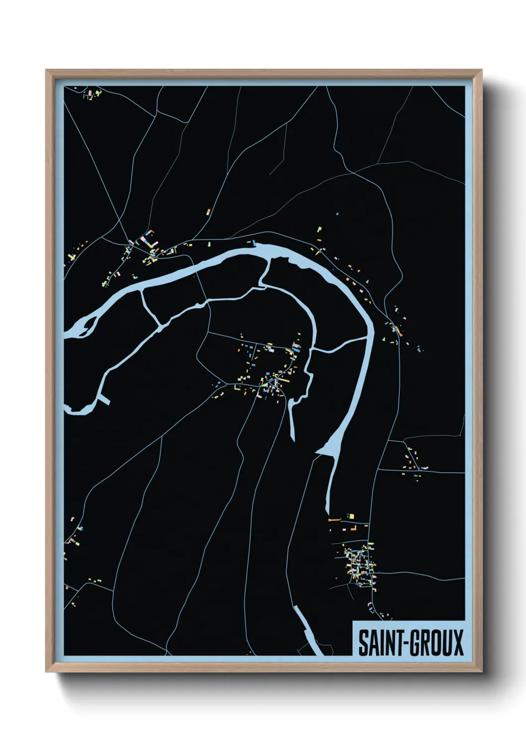 Une affiche de carte sur Saint-Groux