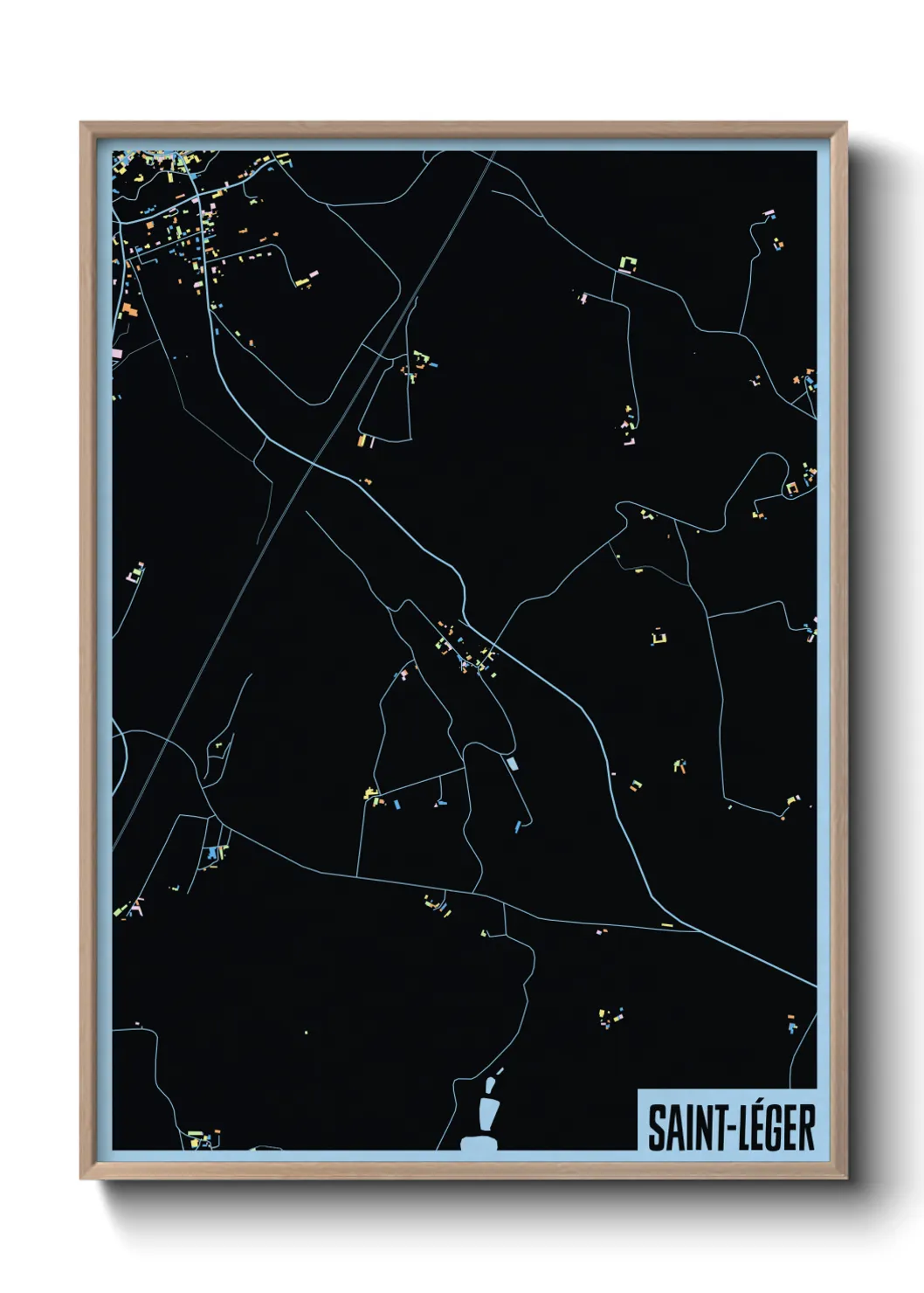 Une affiche de carte sur Saint-Léger