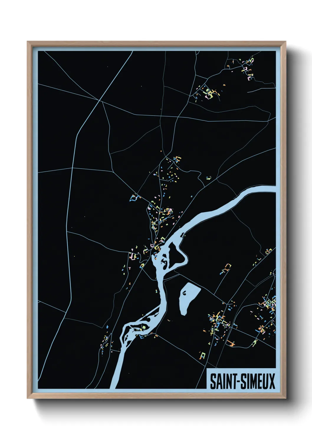 Une affiche de carte sur Saint-Simeux