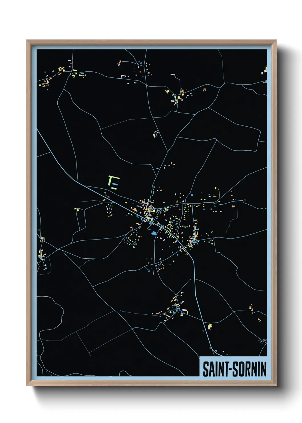 Une affiche de carte sur Saint-Sornin