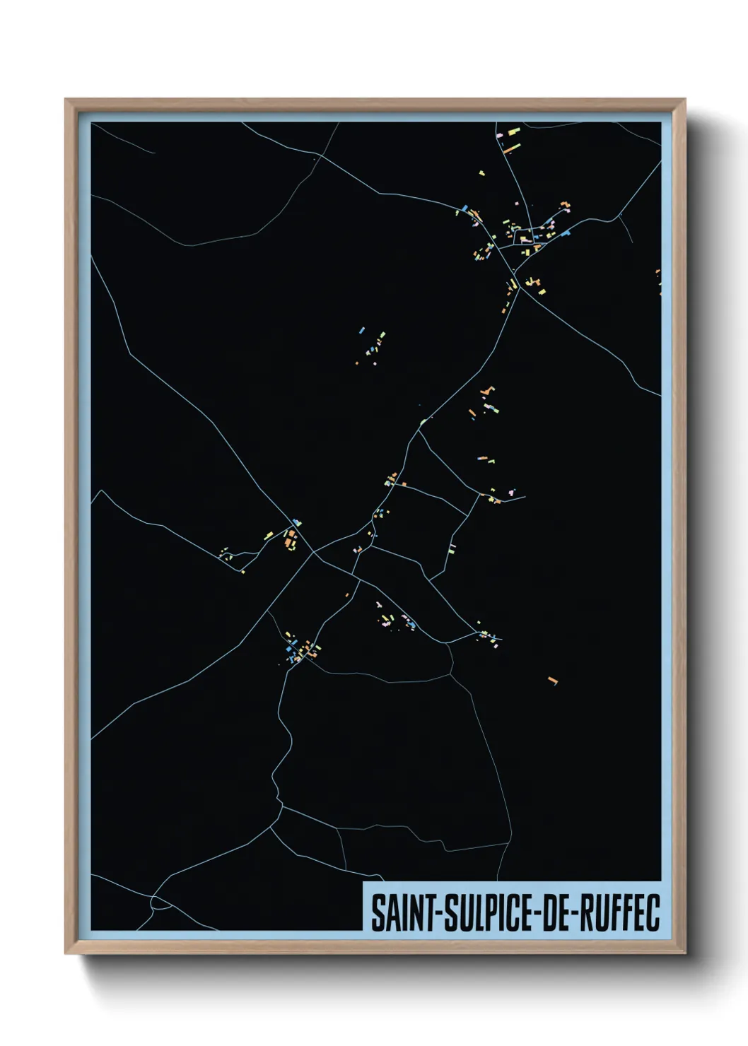 Une affiche de carte sur Saint-Sulpice-de-Ruffec