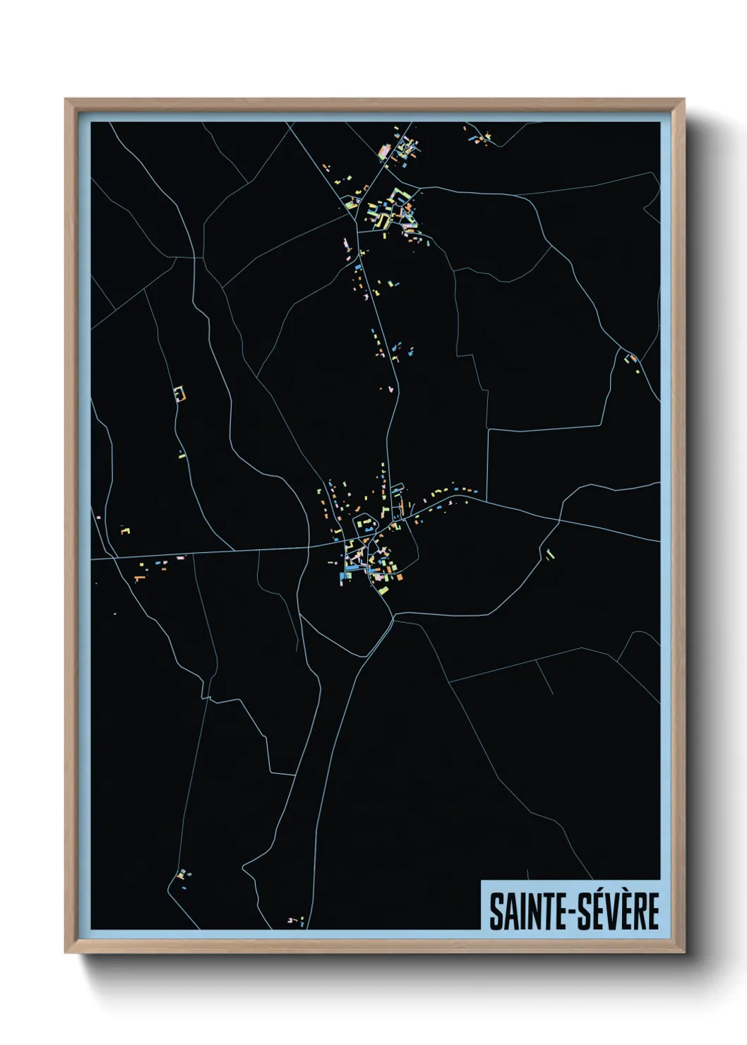 Une affiche de carte sur Sainte-Sévère