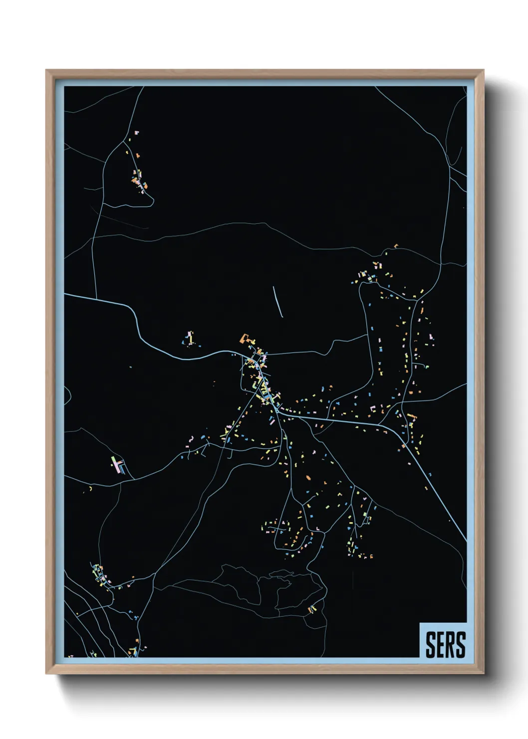 Une affiche de carte sur Sers