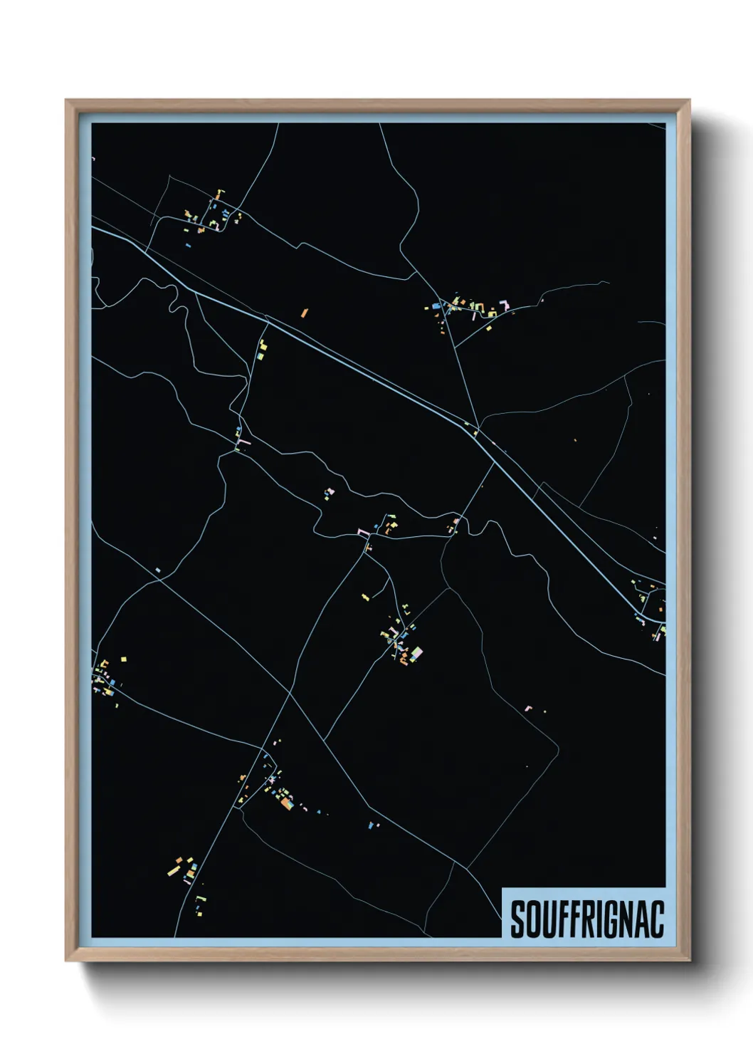 Une affiche de carte sur Souffrignac