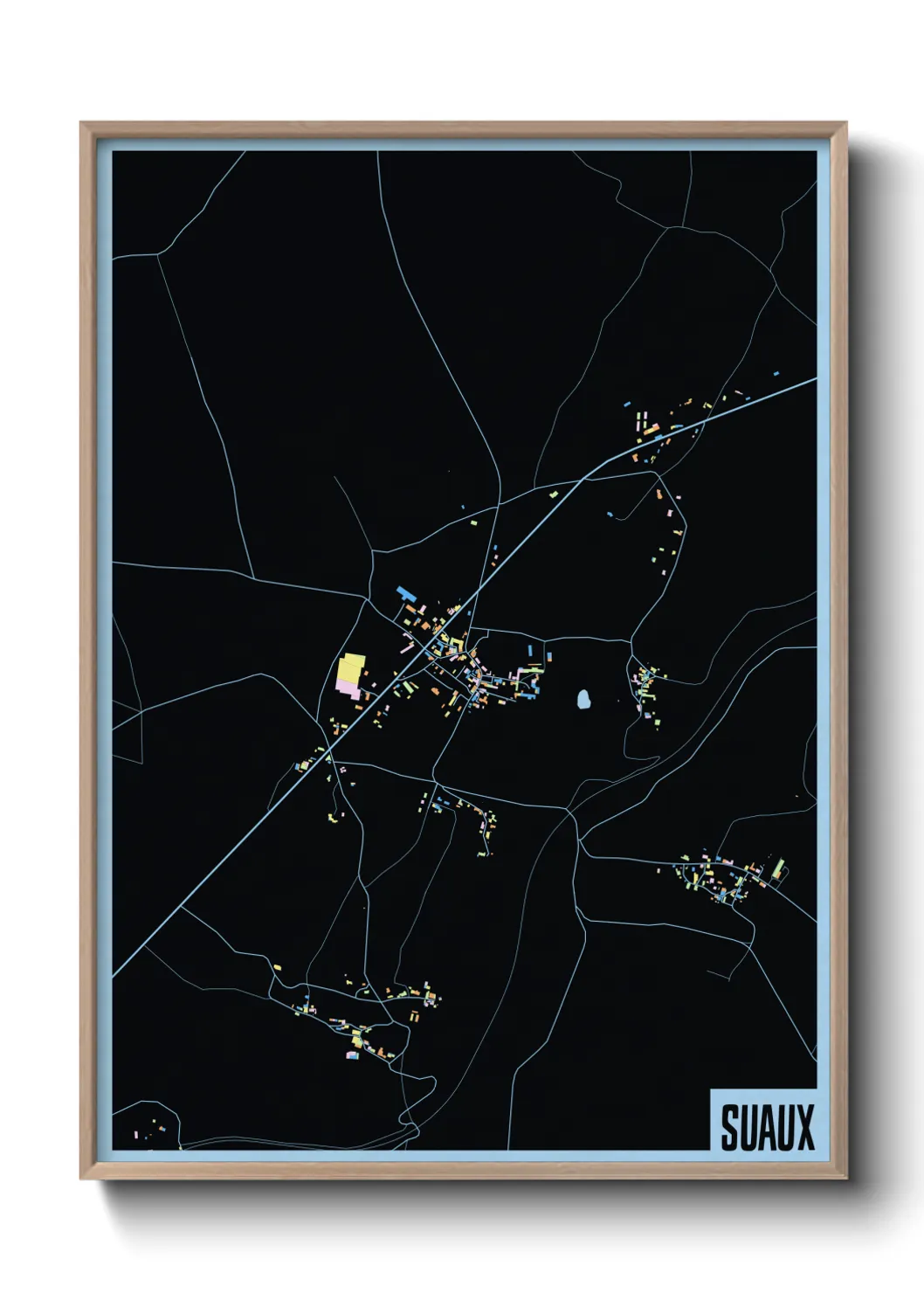 Une affiche de carte sur Suaux