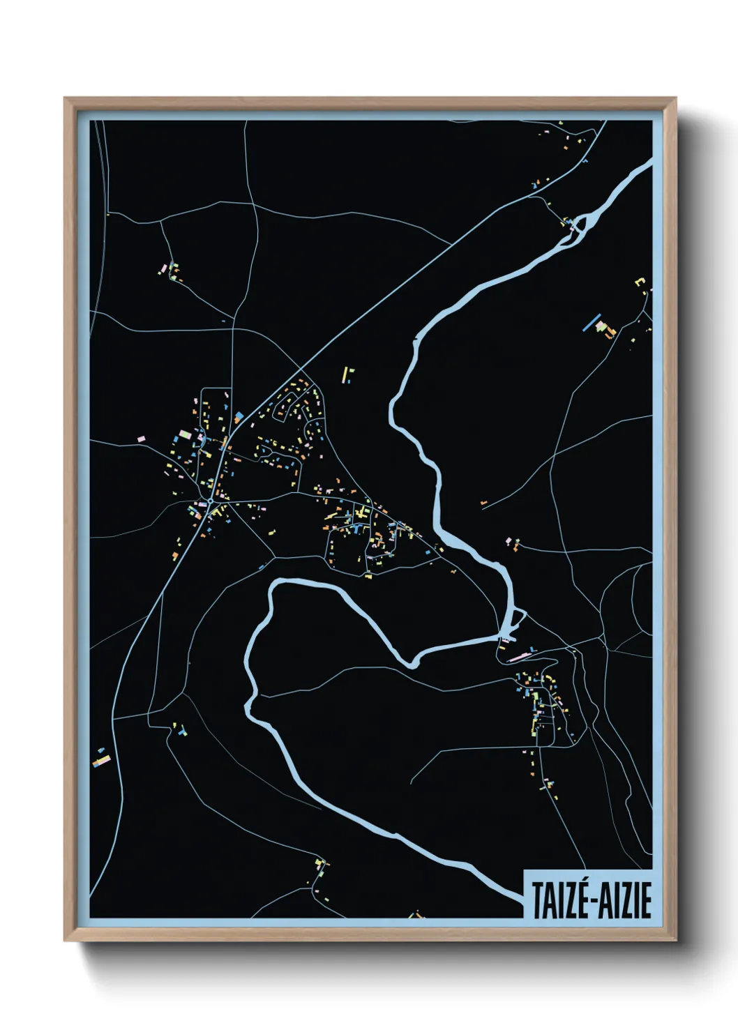 Une affiche de carte sur Taizé-Aizie