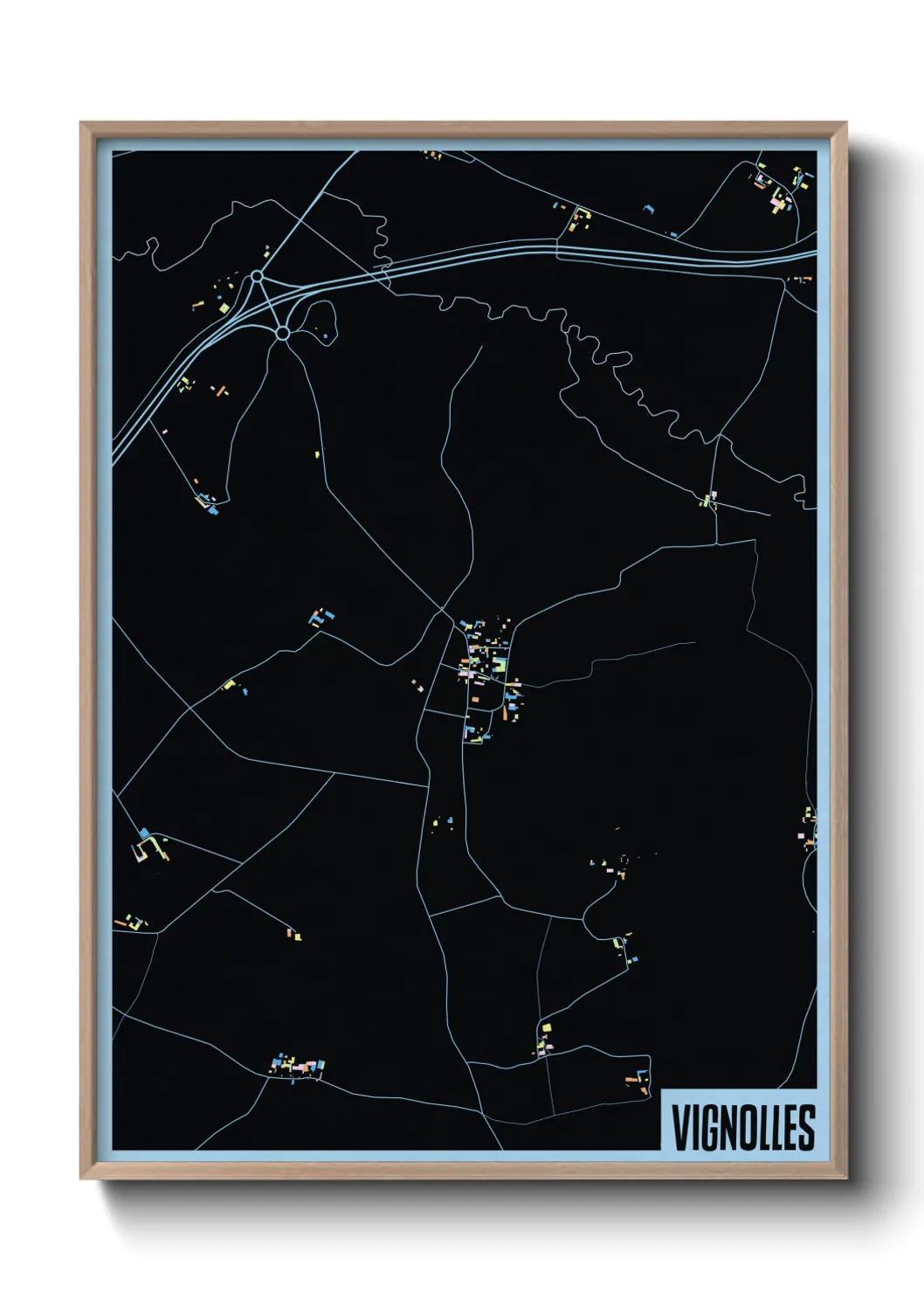 Une affiche de carte sur Vignolles