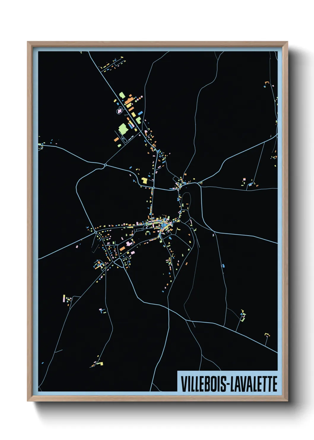 Une affiche de carte sur Villebois-Lavalette