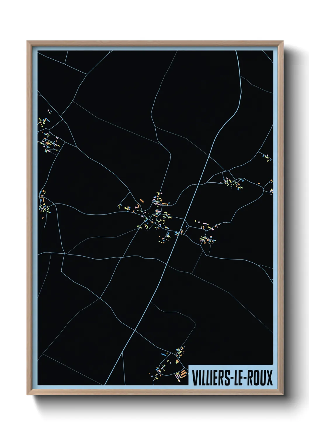 Une affiche de carte sur Villiers-le-Roux