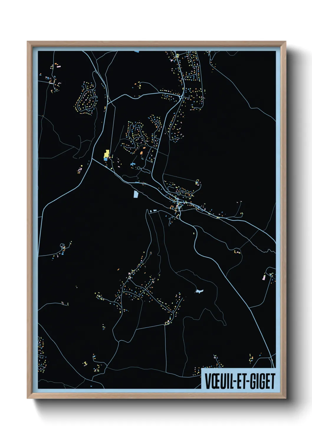Une affiche de carte sur Vœuil-et-Giget