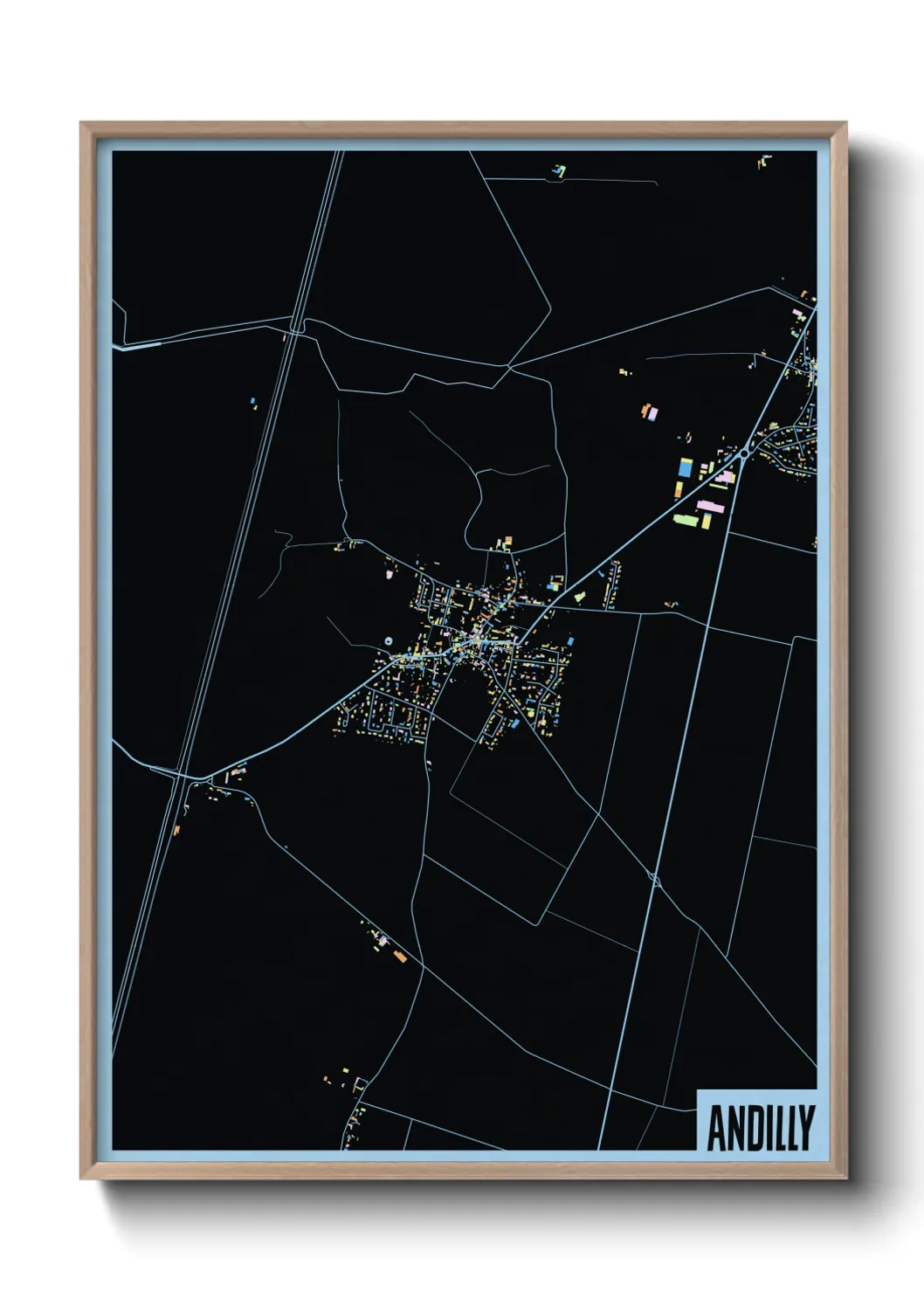 Une affiche de carte sur Andilly