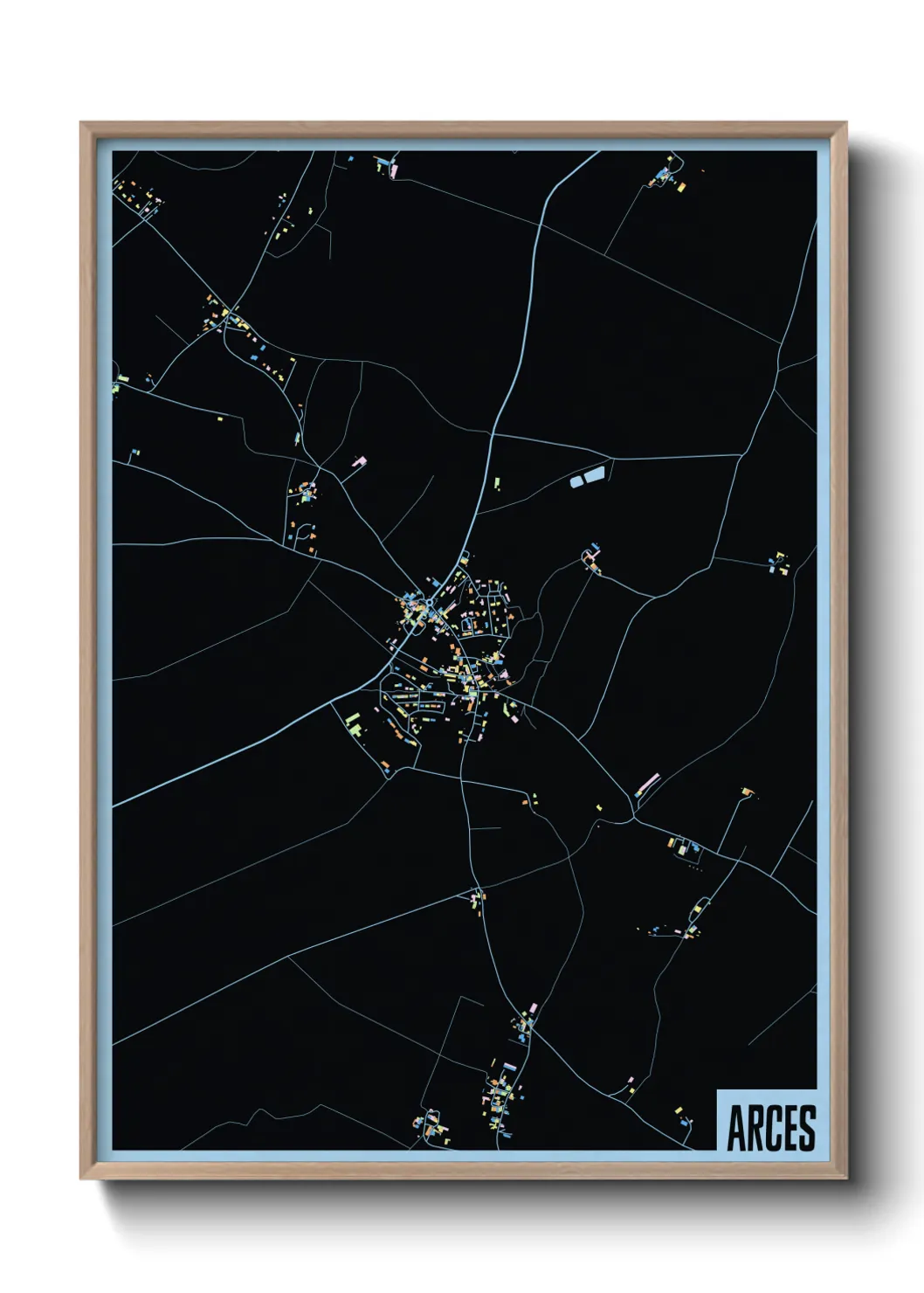 Une affiche de carte sur Arces