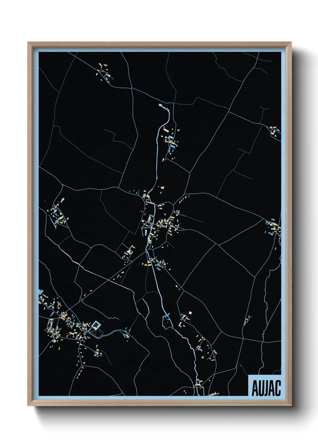 Une affiche de carte sur Aujac