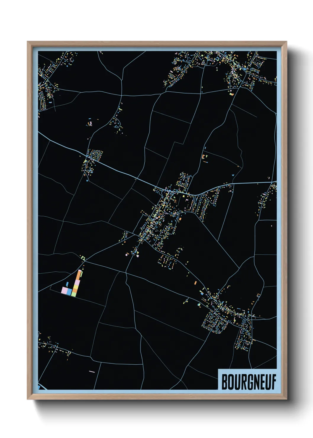 Une affiche de carte sur Bourgneuf