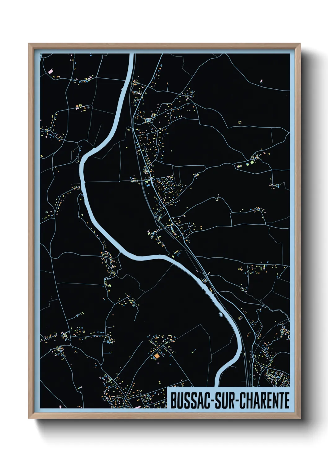 Une affiche de carte sur Bussac-sur-Charente