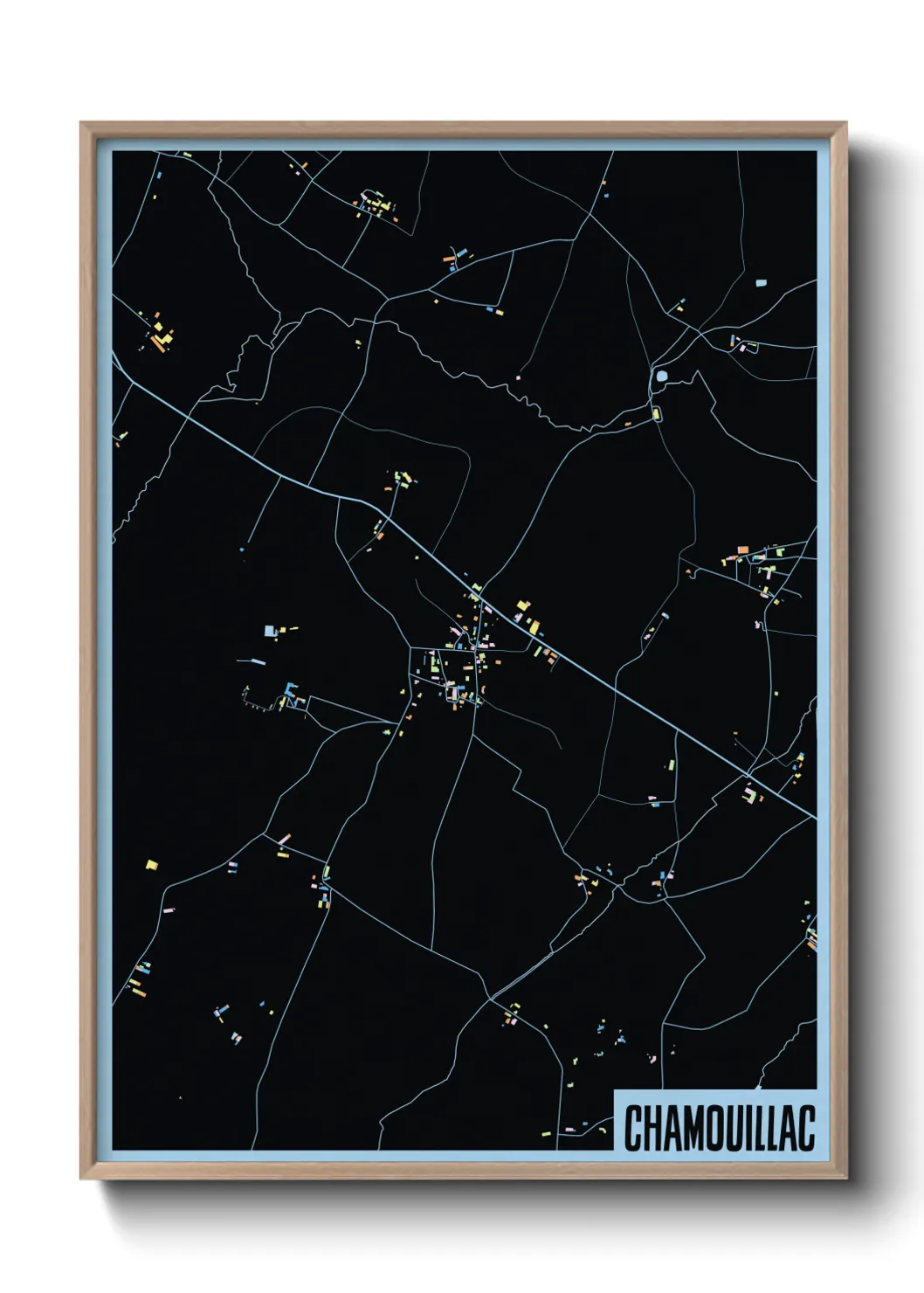 Une affiche de carte sur Chamouillac