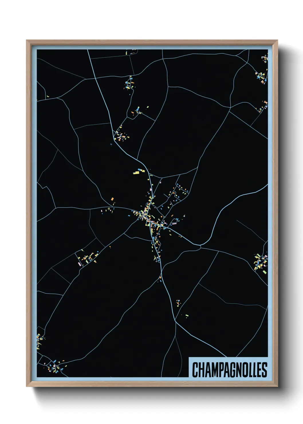 Une affiche de carte sur Champagnolles