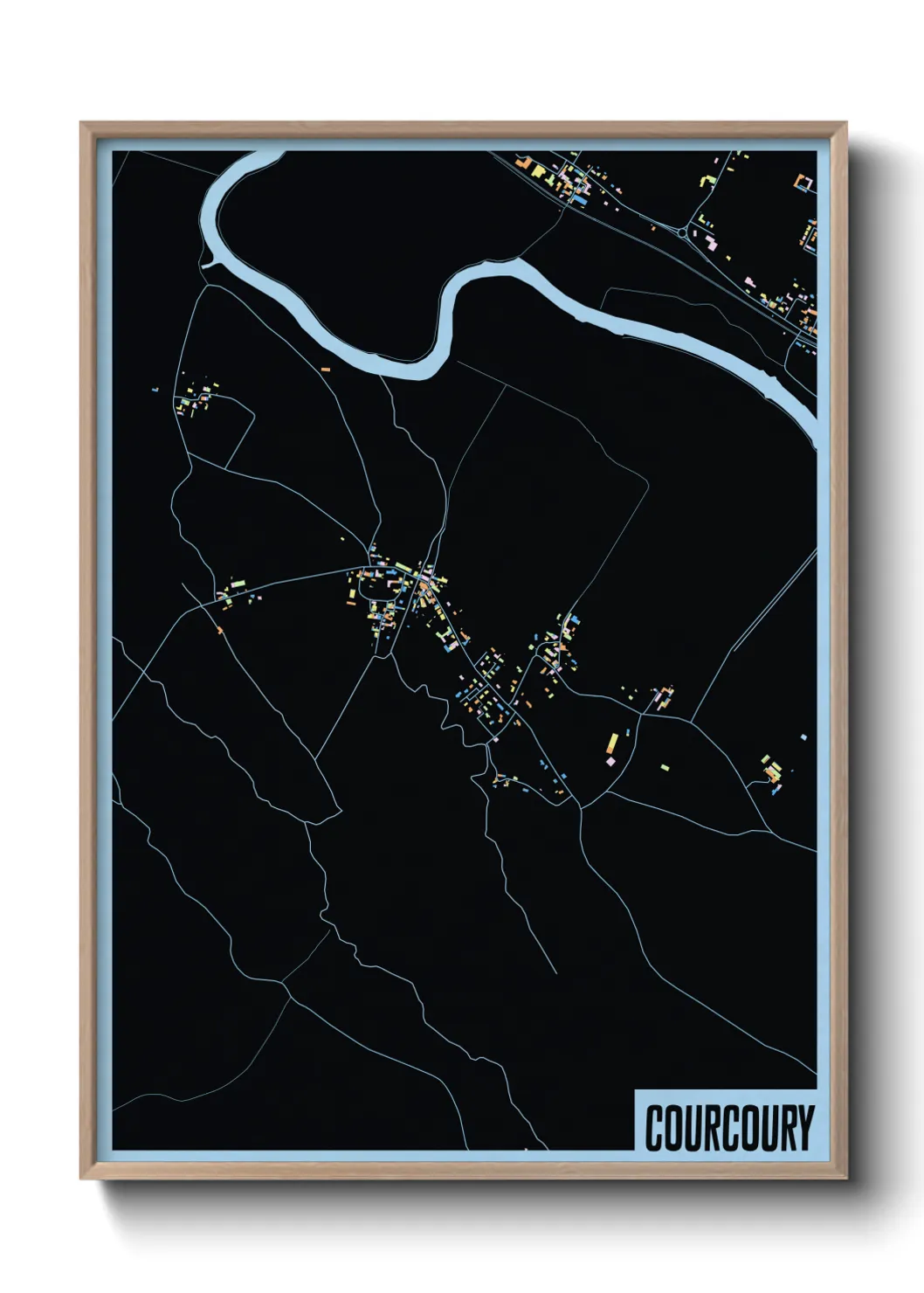 Une affiche de carte sur Courcoury