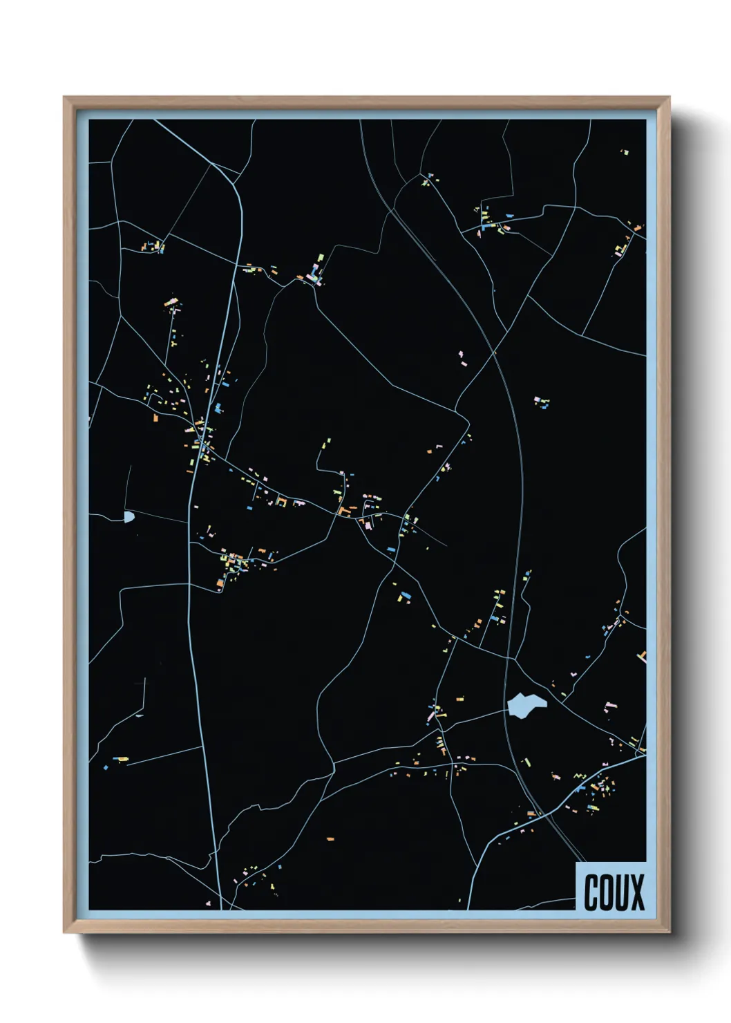 Une affiche de carte sur Coux