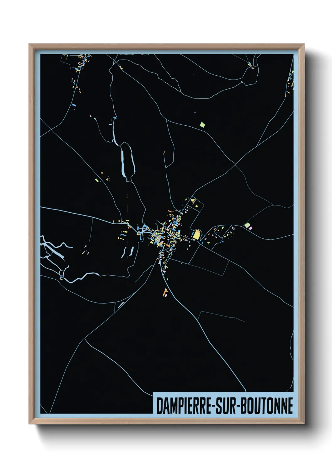 Une affiche de carte sur Dampierre-sur-Boutonne