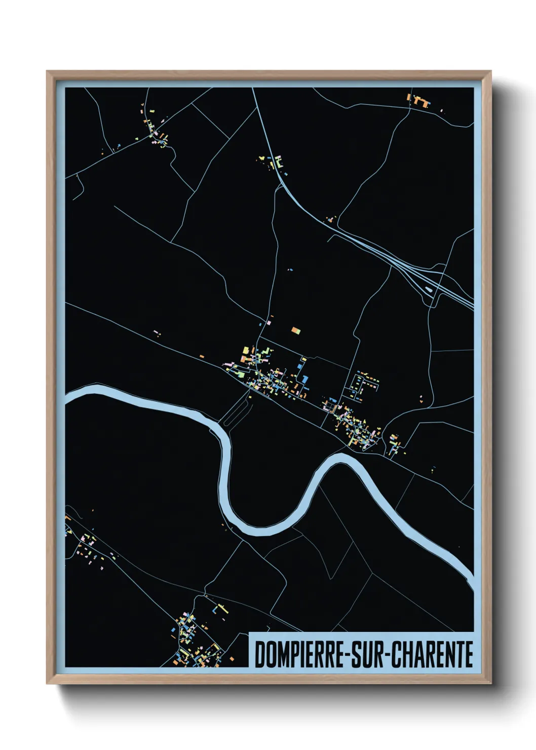 Une affiche de carte sur Dompierre-sur-Charente