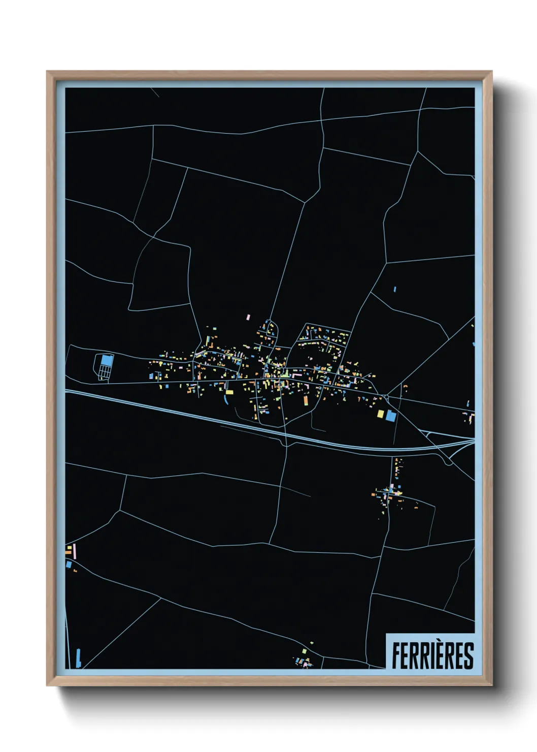 Une affiche de carte sur Ferrières