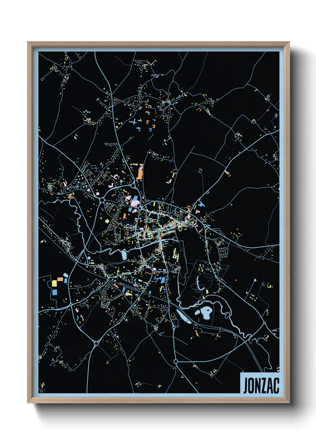 Une affiche de carte sur Jonzac