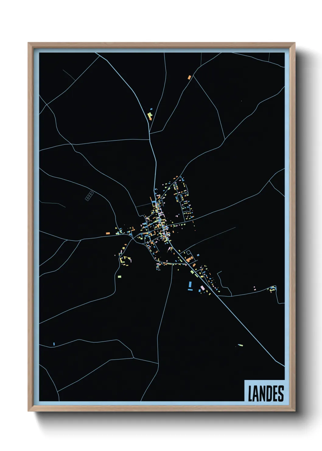 Une affiche de carte sur Landes