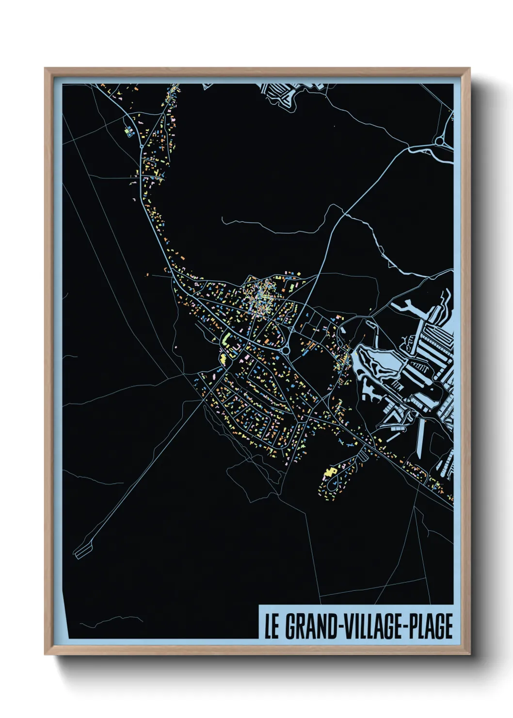 Une affiche de carte sur Le Grand-Village-Plage