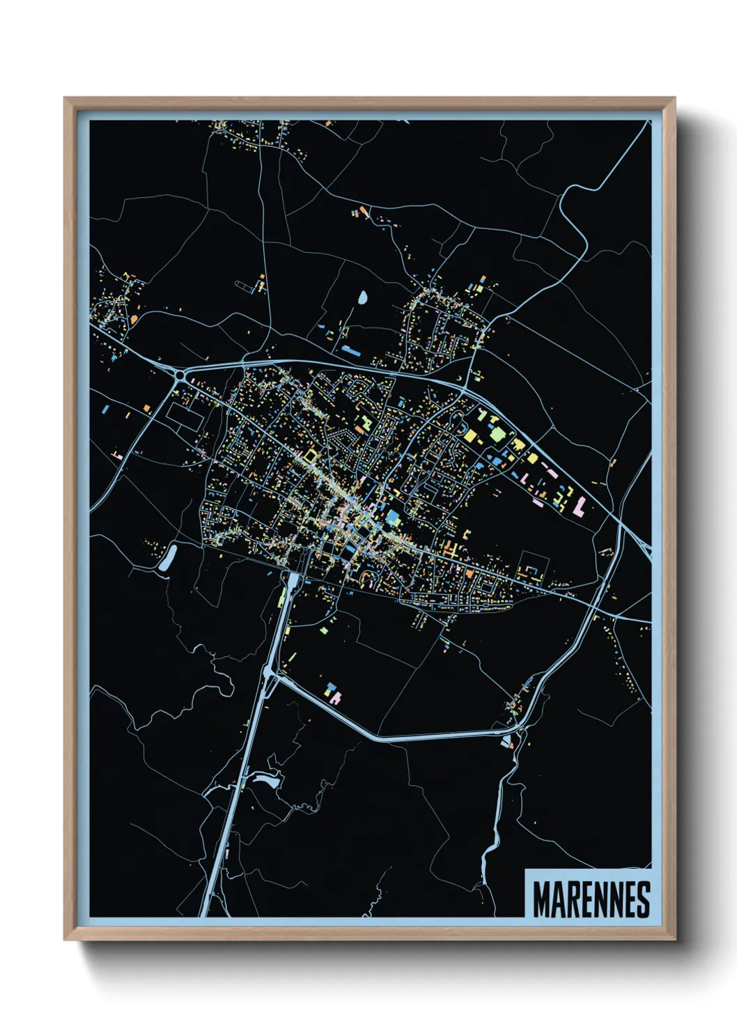 Une affiche de carte sur Marennes