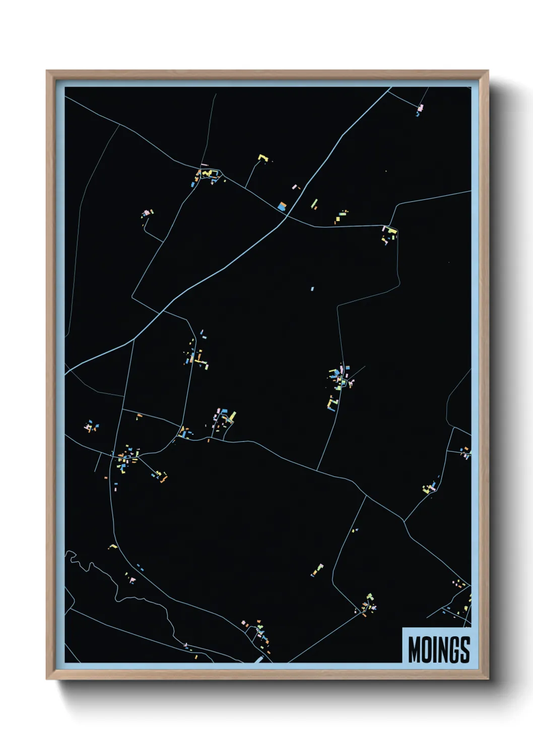 Une affiche de carte sur Moings