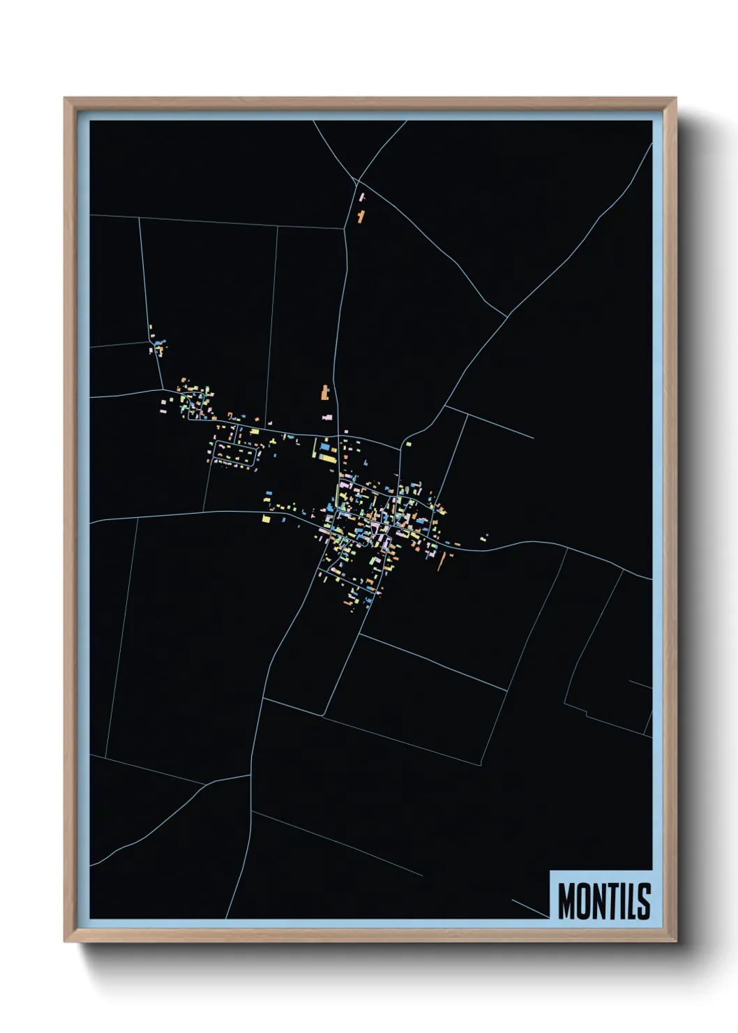 Une affiche de carte sur Montils